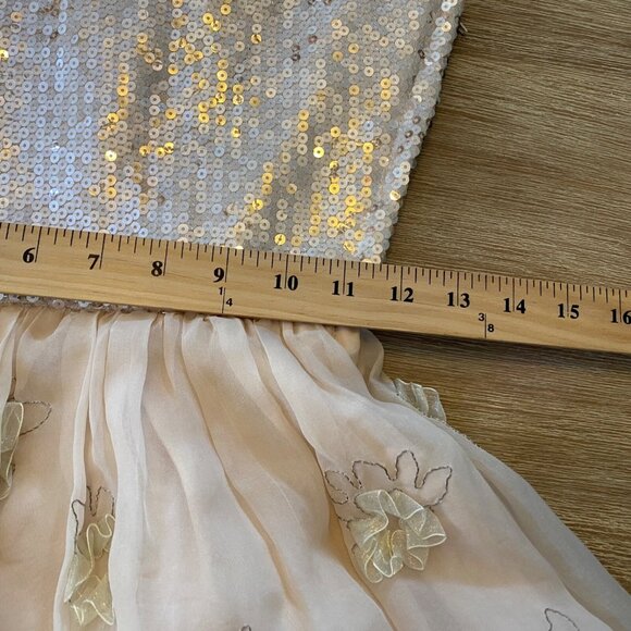 Betsey Johnson Dress Womens Pink Sz 0 Silk Strapless Sequins Flowers Dainty Prom - Picture 14 of 15